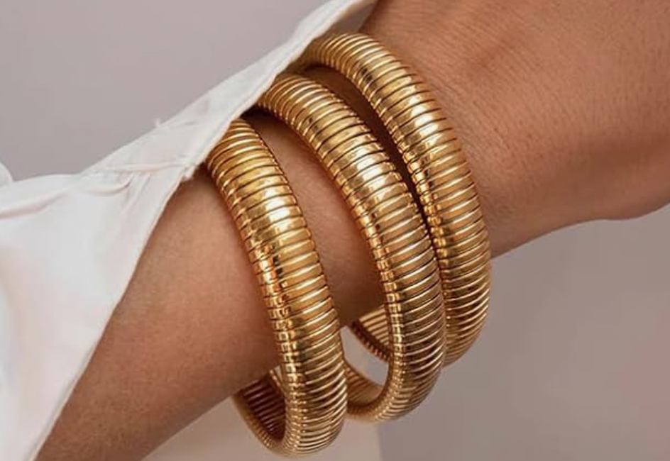 gold stretchy bangle, chunky jewelry piece from amazon affordable and next day shipping